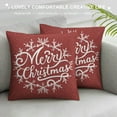thumbnail image 3 of GOSMITH  Happy Winter Holiday Red Snowflakes Merry Christmas and Happy New Year Blessing Gift Cotton Linen Decorative Throw Pillow Cover Cushion Case 12''X20''inches, 3 of 5