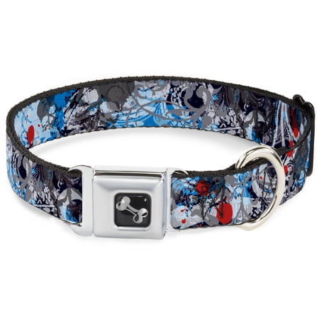 Buckle-Down Pet Collar Dog Collar Metal Seatbelt Buckle Gothic 11 to 16.5 Inches 1.0 Inch Wide