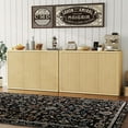 thumbnail image 4 of 46.7" Wide Buffet Cabinet with 3 Fluted Doors & Adjustable Shelves, Modern Accent Sideboard Credenza for Dining Room, Living Room, Kitchen, Hallway, Natural, 4 of 8