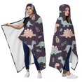thumbnail image 2 of Wearable Blanket,Purple Cartoon Dinosaurs Leaves Pattern Hooded Wearable Flannel Blanket for Adults & Teens,Winter Poncho Shawl Wrap Cape Cozy Anti-Pill,50"x60", 2 of 5