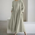 thumbnail image 5 of WTOBBY Fashionable Solid-Color Round-Neck Long-Sleeve Loose Swing Pocket Dress for Ladies Flowy A-Line Silhouette with Functional Pockets Casual Chic for Everyday Outings and Errands,Beige XL, 5 of 6