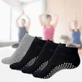 thumbnail image 5 of 4 Pairs Non Slip Yoga Socks Pilates Socks Cotton Yoga Socks for women and men with Grips,Ballet Home Hospital Fitness Sports Socks, 5 of 5