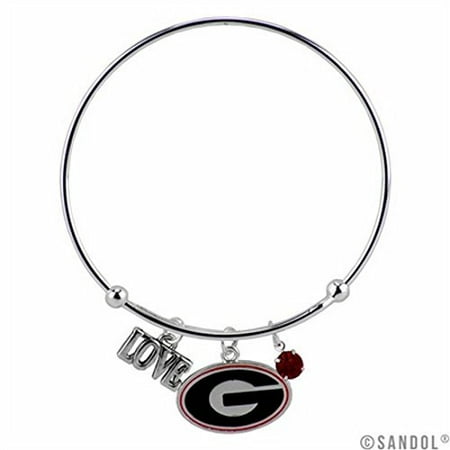- Georgia Bulldogs Silver Tone Coil Wire Script Bracelet