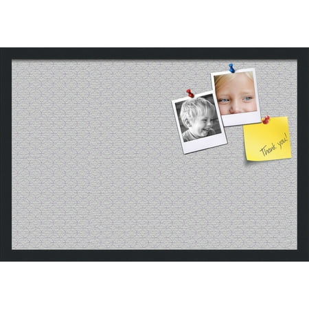 PinPix 24x16 Custom Cork Bulletin Board White Circles Poster Board Has a Fabric Style Canvas Finish Framed in White Circles by ArtToFrames (PinPix-494)