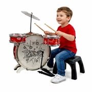Ready Ace 7-Piece Kiddy Jazz Toy Drum Set for Kids Ages 4 and up with Stool