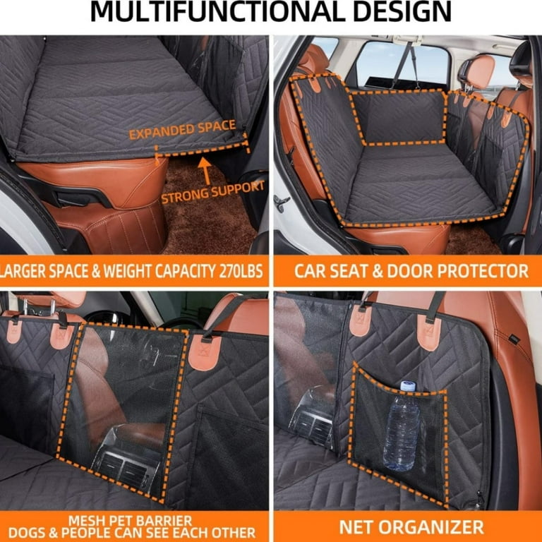 ZOMISIA Dog Car Seat Cover For Back Seat - Hard Bottom Backseat
