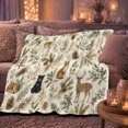 thumbnail image 6 of Woodland Animals Forest Scene, Cozy Naturalist Watercolor Style for Nature Lovers, Deer Bear Fox Theme and Thanksgiving Gift, Soft Flannel Blanket for Cabin Living Room, Home Decor, 6 of 9
