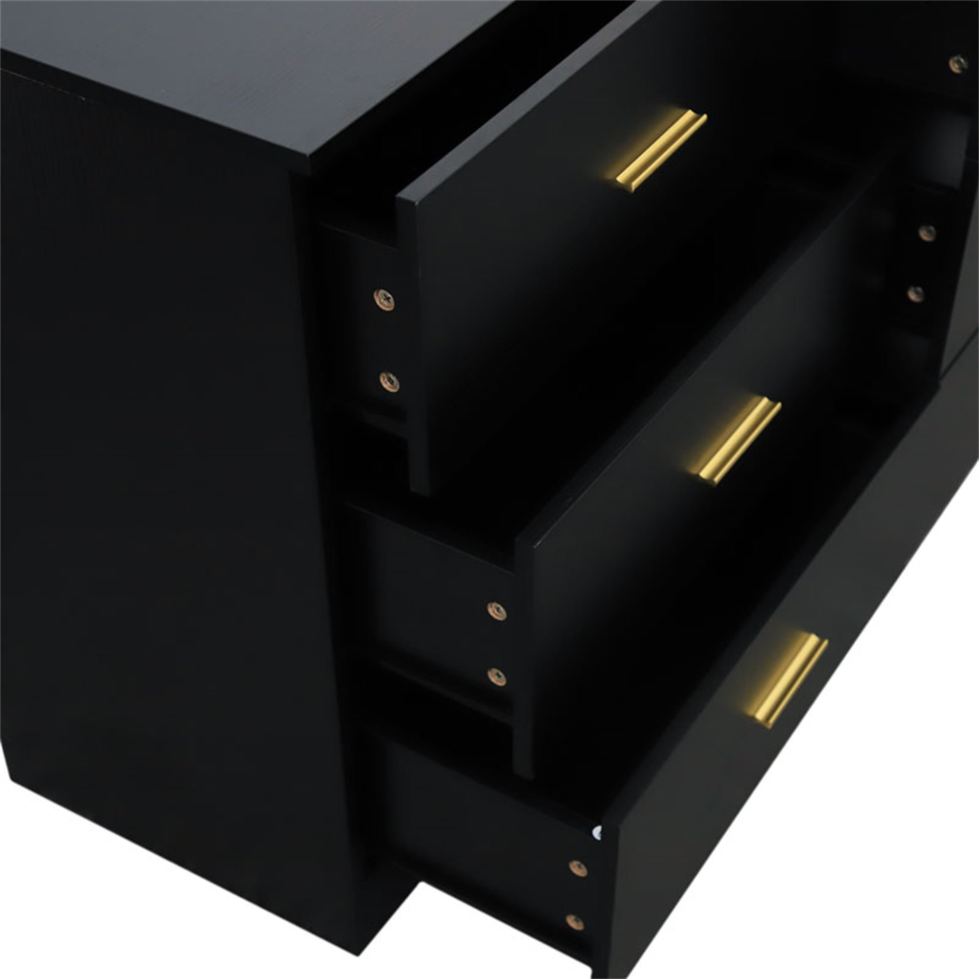 Kadyn 6-Drawer Chest of Drawers with Golden Handle, Nursery Dresser for Bedroom, Black Kadyn 6-Drawer Chest of Drawers with Golden Handle, Nursery Dresser for Bedroom, Black