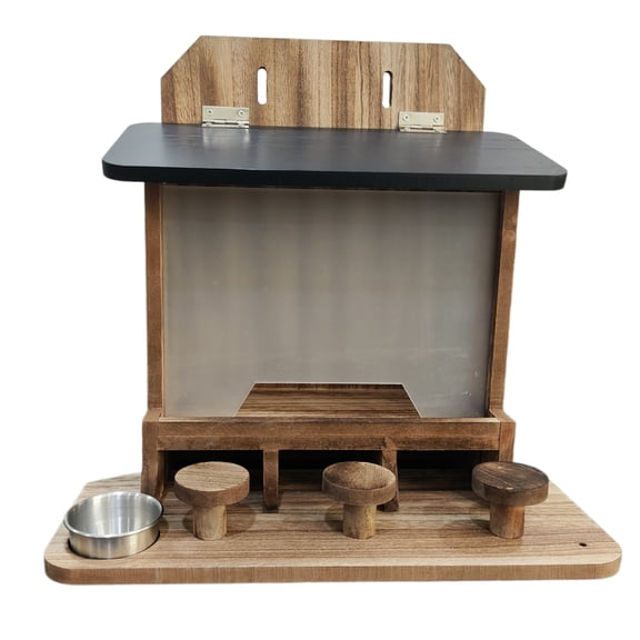 Squirrel Feeder Table The Nut Bar, Wooden Squirrel Picnic Table Feeder, Durable Squirrel Feeder Corn Cob, with Solid Structure, Stable Squirrels Stool Bar, 6.6x9.8x13 Inches