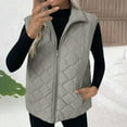 thumbnail image 2 of Hueook Fall Jacket Womens Ladies Winter Vests Sleeveless Fleece Jacket Zip Up Stand Collar Long Warm Drawstring Coat with Pockets Outerwear Gray S, 2 of 8