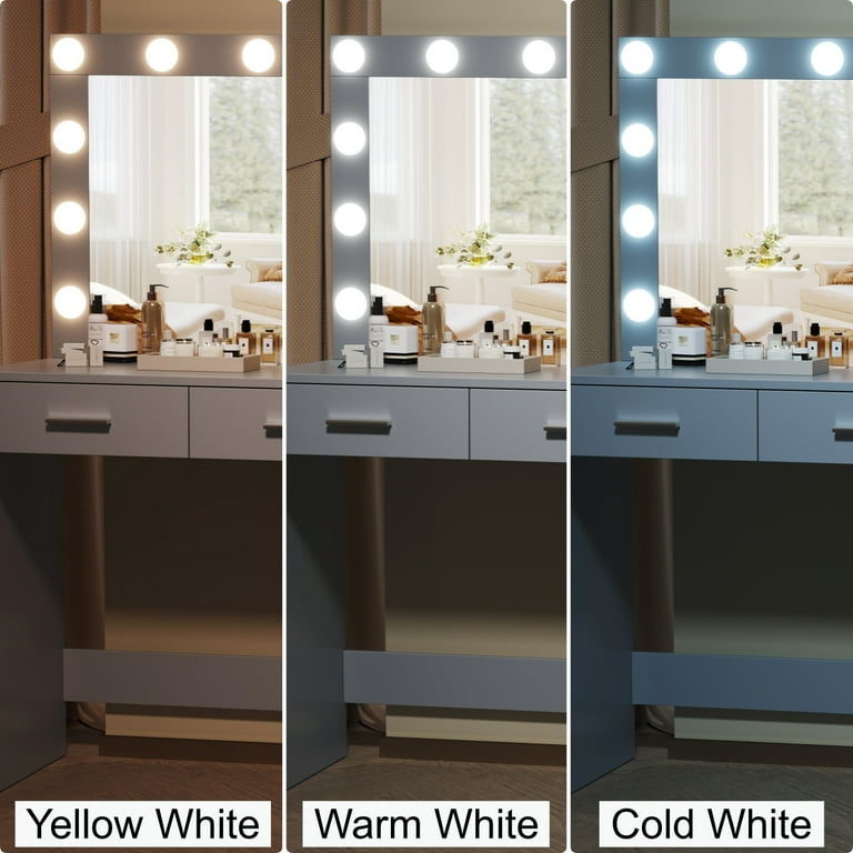 grey dressing table with light up mirror Arianna Deluxe