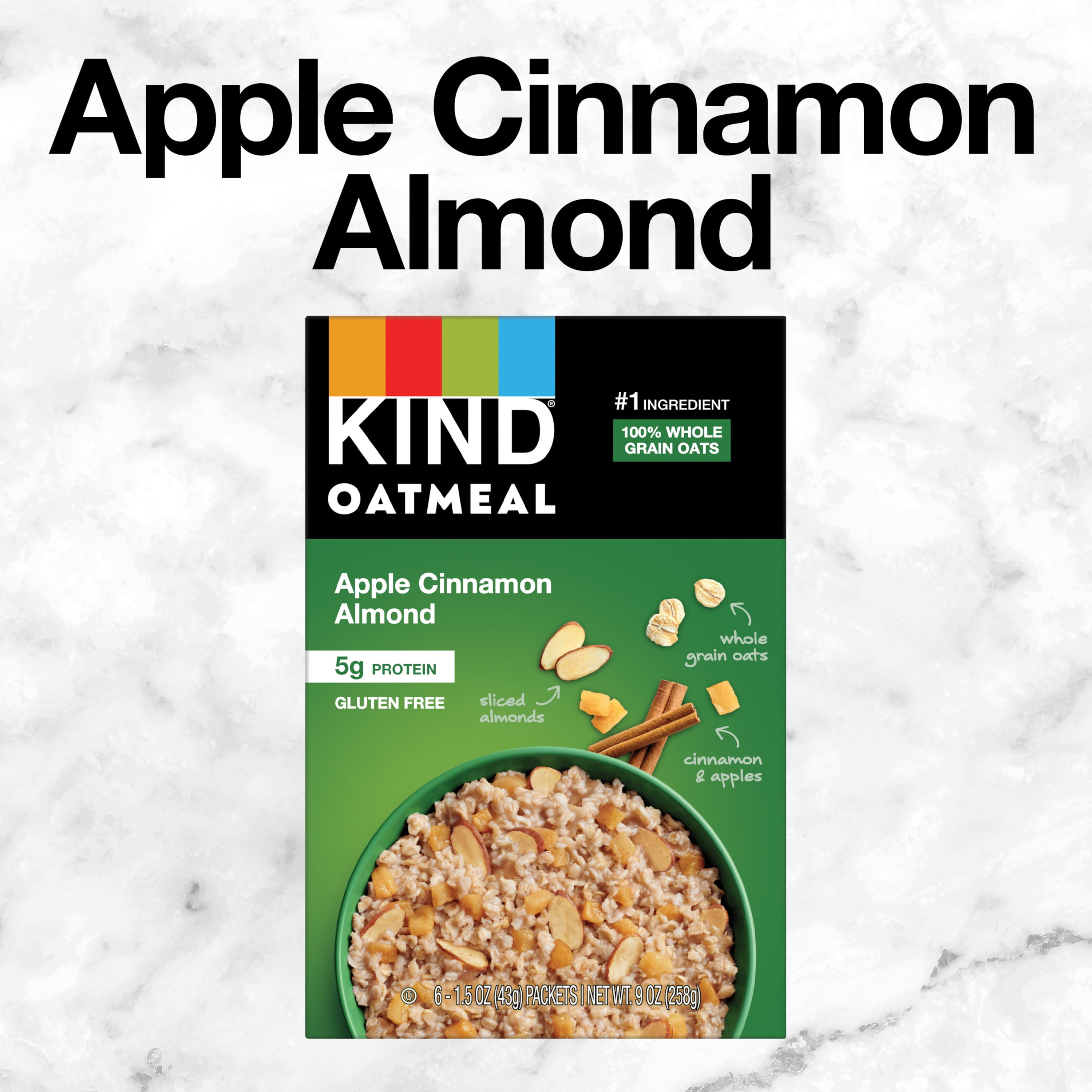 KIND Gluten Free Apple Cinnamon & Almond Oatmeal, 1.5 oz, 6 Count