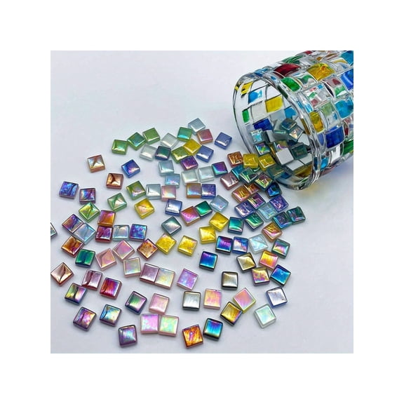 Colorful Rainbow Glass Mosaic Tiles, DIY Crafting Handmade Projects, Perfect for Party Holiday Decoration Supplies (200g)