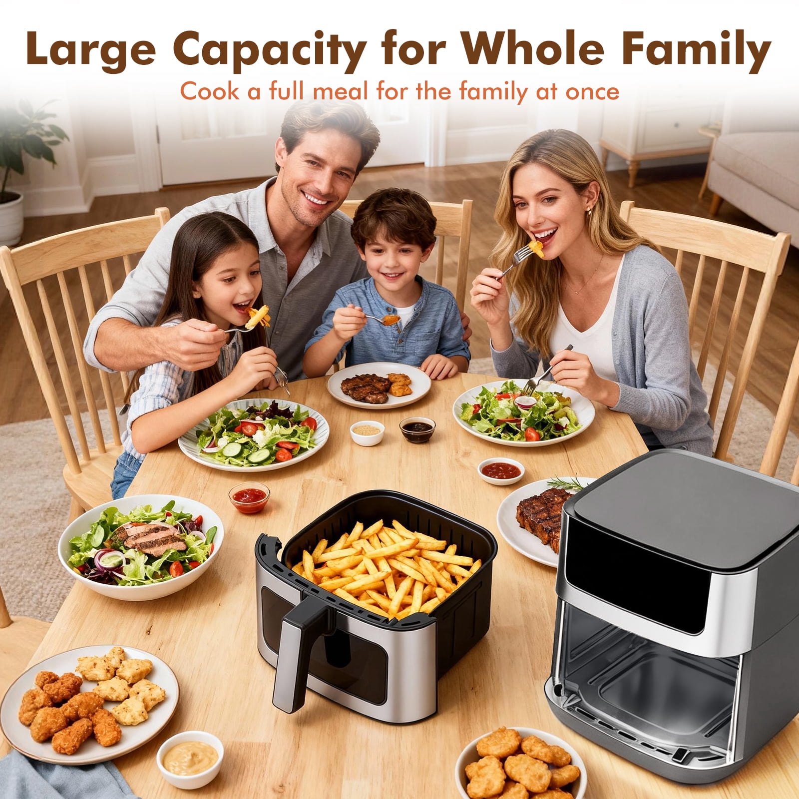 CONCETTA 6QT TurboBlaze 9-in-1 Air Fryer, Ceramic Coating, 90°–450°F, Air Fry, Roast, Bake, Broil, Dehydrate, Reheat, Keep Warm，Gray