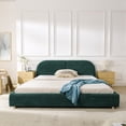 thumbnail image 4 of Harper & Bright Designs Queen Size Upholstered Floor Bed with Tall Curved Headboard , Modern Minimalist Platform Bed Frame with Sturdy Leg Support for Bedroom, Green, 4 of 10