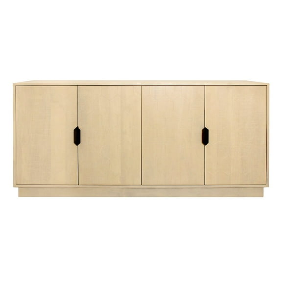 Ren 4-Door Sideboard in Contemporary Aged Natural Finish on Solid Wood