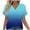Blue, variant on Oversized V Neck T-Shirts for Women Cute Summer Tie Dye Gradient Color Print Short Sleeve Pullover Tops Loose Fit Cotton Tunic Blouse Red XL