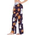 thumbnail image 2 of Women's Ghost Pumpkins Pajama Pants, Casual Pajama Bottoms Lounge Pants Wide Leg, 2 of 7