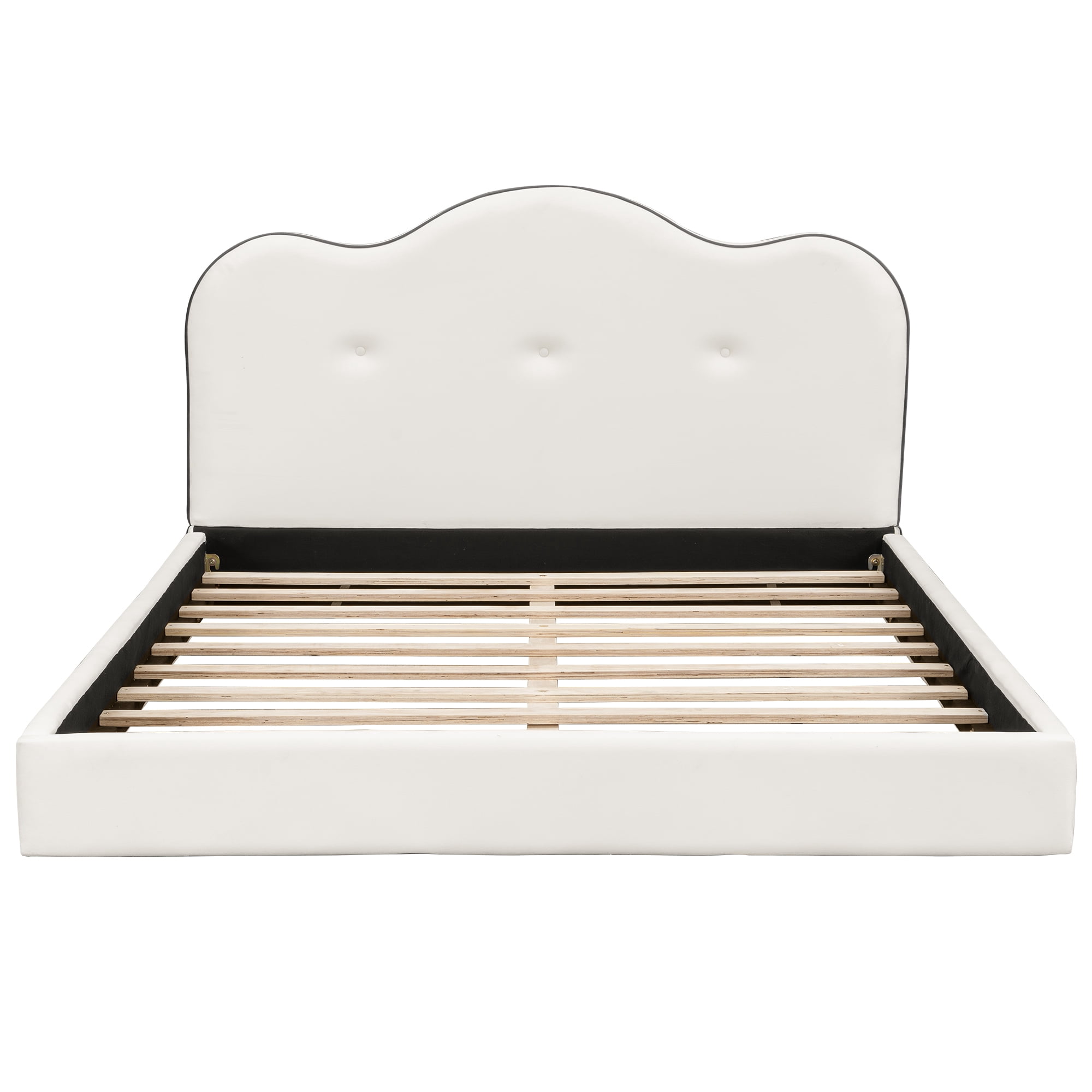 Euroco Upholstery Queen Size Platform Bed, Beige