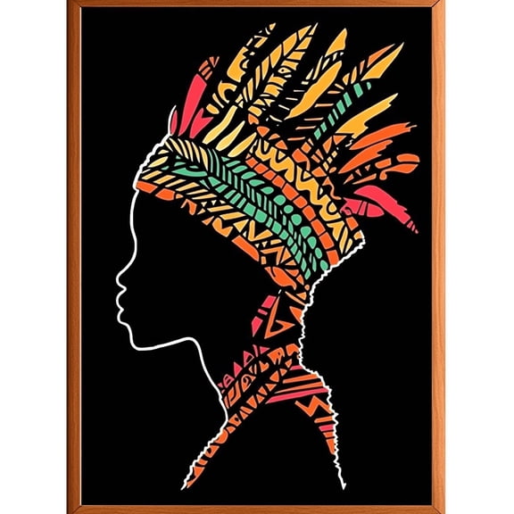 African Woman Head Silhouette Canvas Wall ArtSuitable for Living RoomOfficeBathroomDining Room Decoration