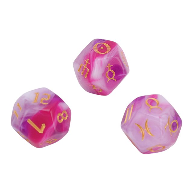 Juego de dados astrológicos de 3 piezas, dados de runa con brillo de 12 lados, fáciles de leer para juegos de mesa, juguetes tipo 1