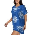 thumbnail image 3 of Womens Pajama Sets With Pocket, Compass Lounge Sets Short Sleeve Sleepwear PJ Sets for Women, 3 of 6