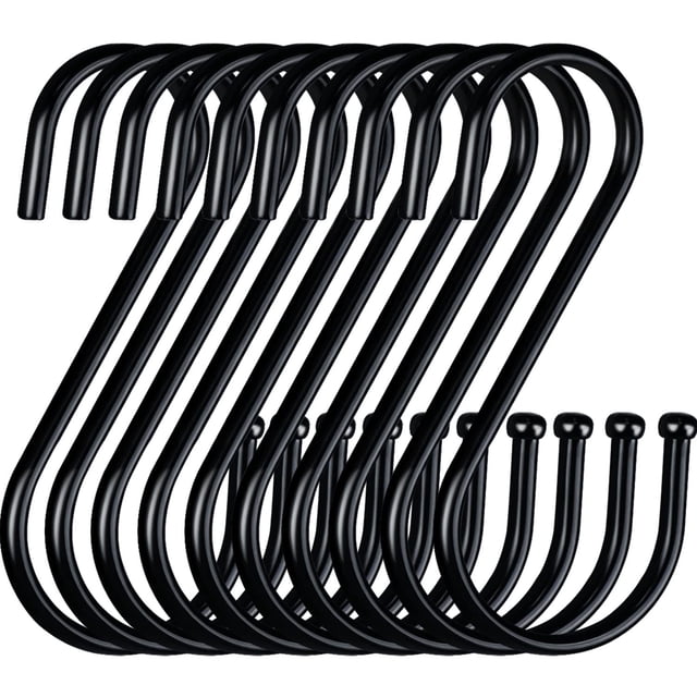 Dingee Paquete De 20 Ganchos En Forma De S Para Armario, Ganchos Para Pantalones Vaqueros, Ganchos En Forma De S, Resistentes, Negros, Para Colgar En La Cocina, Ropa, Plantas, Taller, Ollas, Sartenes,