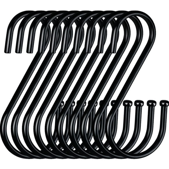 DINGEE 20 Crochets en S pour Placard Crochets pour Jeans pour Placard Crochets Noirs Robustes pour Suspendre pour Vêtements de Cuisine Plantes Travail Boutique Casseroles Poêles Sacs Tasses Jardin