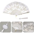 thumbnail image 3 of GIXUSIL Foldable Lace Fan Handheld Chinese Vintage Style Hand Held Folding Fans for Party Wedding Dancing Decoration for 1920s Costume Wedding Dancing Tea Party，White, 3 of 7