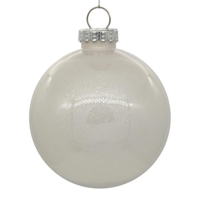 Vickerman N211511 Boule Transparente Pailletée de 6 Po, Blanche - Lot de 4