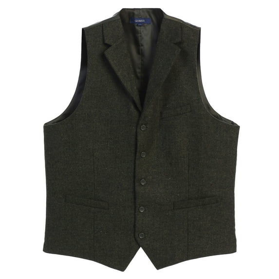 Gioberti Men's 5 Button Tailored Collar Slim Fit Formal Herringbone Tweed Suit Vest