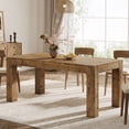 thumbnail image 3 of Finmind 63" Solid Wood Dining Table for 4-6 People, Farmhouse Kitchen Table with Thickened Legs, Rectangle Dinner Furniture, Rustic Brown, 3 of 11