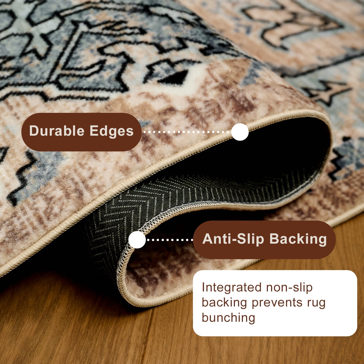 Tapis Esmira Lavable à la Machine Traditionnel pour Salon, Chambre, Salle A Manger, Entrée, Couloir et Plus Encore.