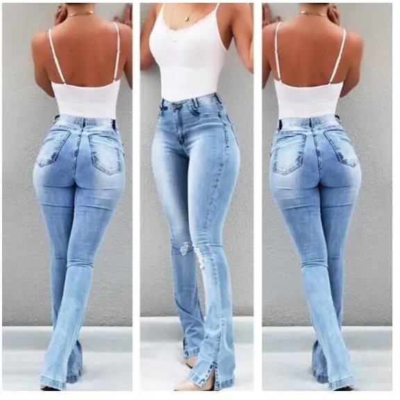 HLSOHJP New 6 Style Women's High Waist Flare Jeans Fashion Casual Lifting Butt Stretching Denim Wide Leg Pants S-2XL Drop shipping