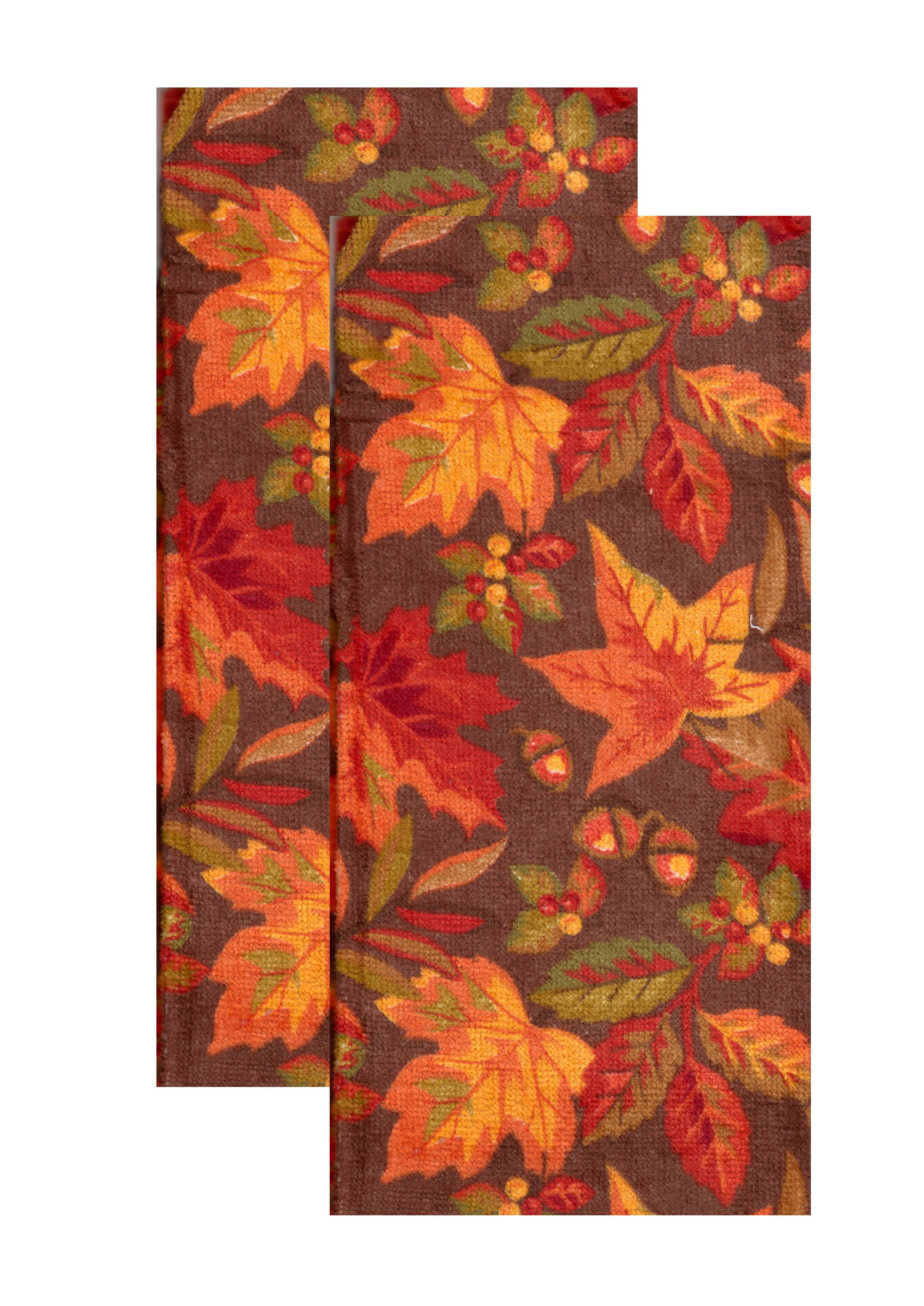 Kitchen Towels Fall Leaves Colorful Autumn Leaf Design, Set of 2