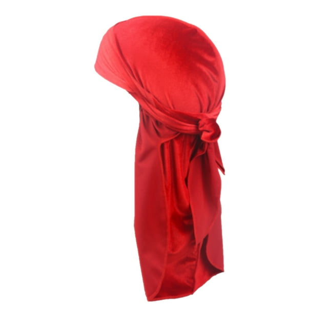 Velour Headwraps Assorted Colors Long Tail Pirate Hat Attractive Elasticity Breathable Hairs Windproof Single Layer Attractive Elasticity Comfortable Hair Bonnet Red