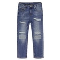 thumbnail image 1 of Kidscool Space Kids Ripped Fashion Elastic Band Inside Patched Slim Jeans,Blue,13-14 Years, 1 of 6