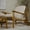 Beige, variant on Grain Wood Furniture Solid Wood Mid Century Lounge Chair with Indigo Blue Cushions