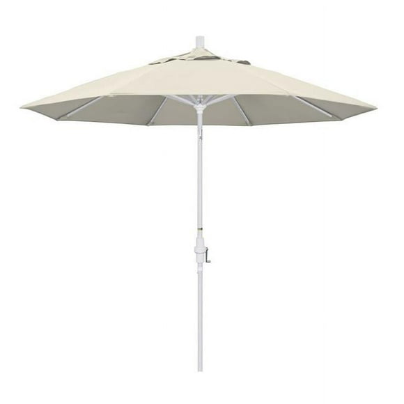 California Umbrella GSCU908170-F22 Parasol de Marché en Aluminium 9 Pieds Inclinaison du Collier - Blanc Mat - Oléfine - Beige Antique