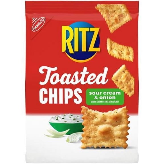 Ritz Toasted Chips Sour Cream And Onion Crackers, Party Snacks, 8.1 Oz - Pack of 2