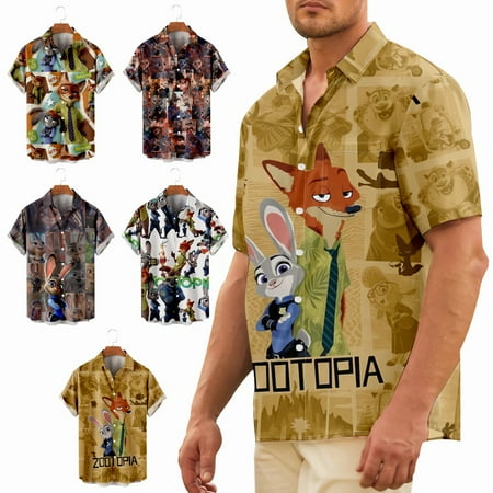 

Unisex Casual Short Sleeve Polo Shirts Tropical Party Costume For Men