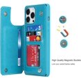 thumbnail image 5 of for iPhone 13 Pro Max Wallet Case with RFID Blocking Card Holder,Premium PU Leather Magnetic Buttons Stand Flip Wrist Strap Shockproof Case for iPhone 13 Pro Max 6.7 Inch,Heart Blue, 5 of 14
