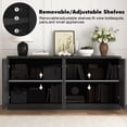 thumbnail image 3 of Rumiiro Fluted Sideboard Buffet Cabinet Modern Minimalist 4 Doors Adjustable Shelves Storage 63 in L x 16 in W x 30 in H, Black, 3 of 6
