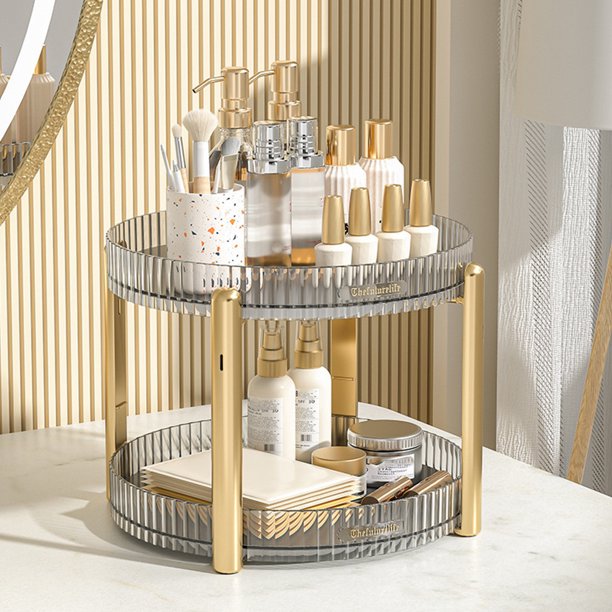 Estante giratorio del tenedor del perfume de acrílico de la vitrina cosmética para el cuarto de baño del dormitorio