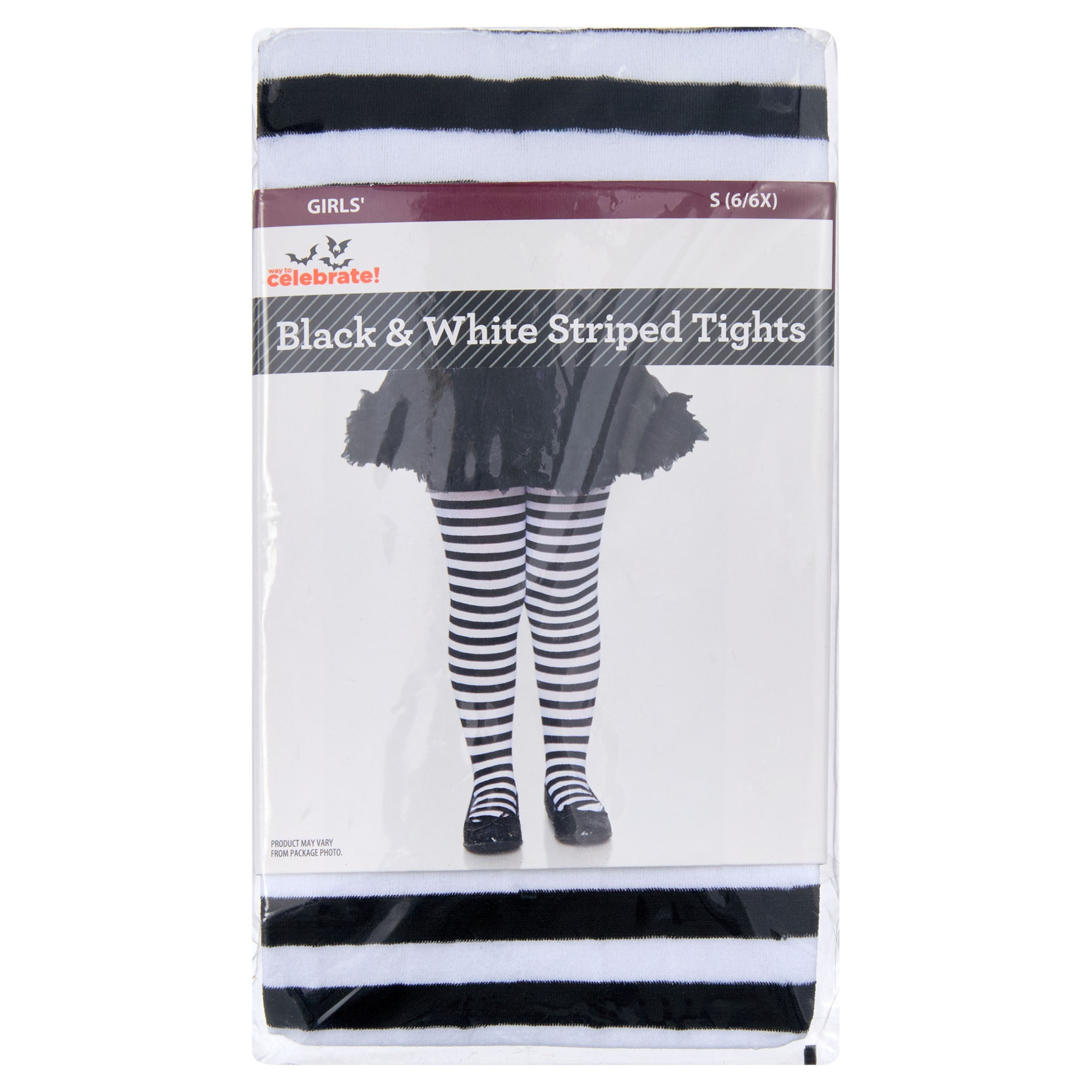 Striped Tights Costume Accessory for Children, Black and White, S (6/6X), Halloween by Way To Celebrate