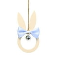 thumbnail image 2 of OKKVV 1PCS Easter Bunny Pendant, Wooden Rabbit Door Knob Hanging Decorations with Bows Bells a Hanging Rope Birthday Wedding Party Supplies Front Door Garland Front Door Sign, Blue, 2 of 3