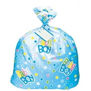 Jumbo Plastic Blue Polka Dot Baby Shower Gift Bag, 1ct