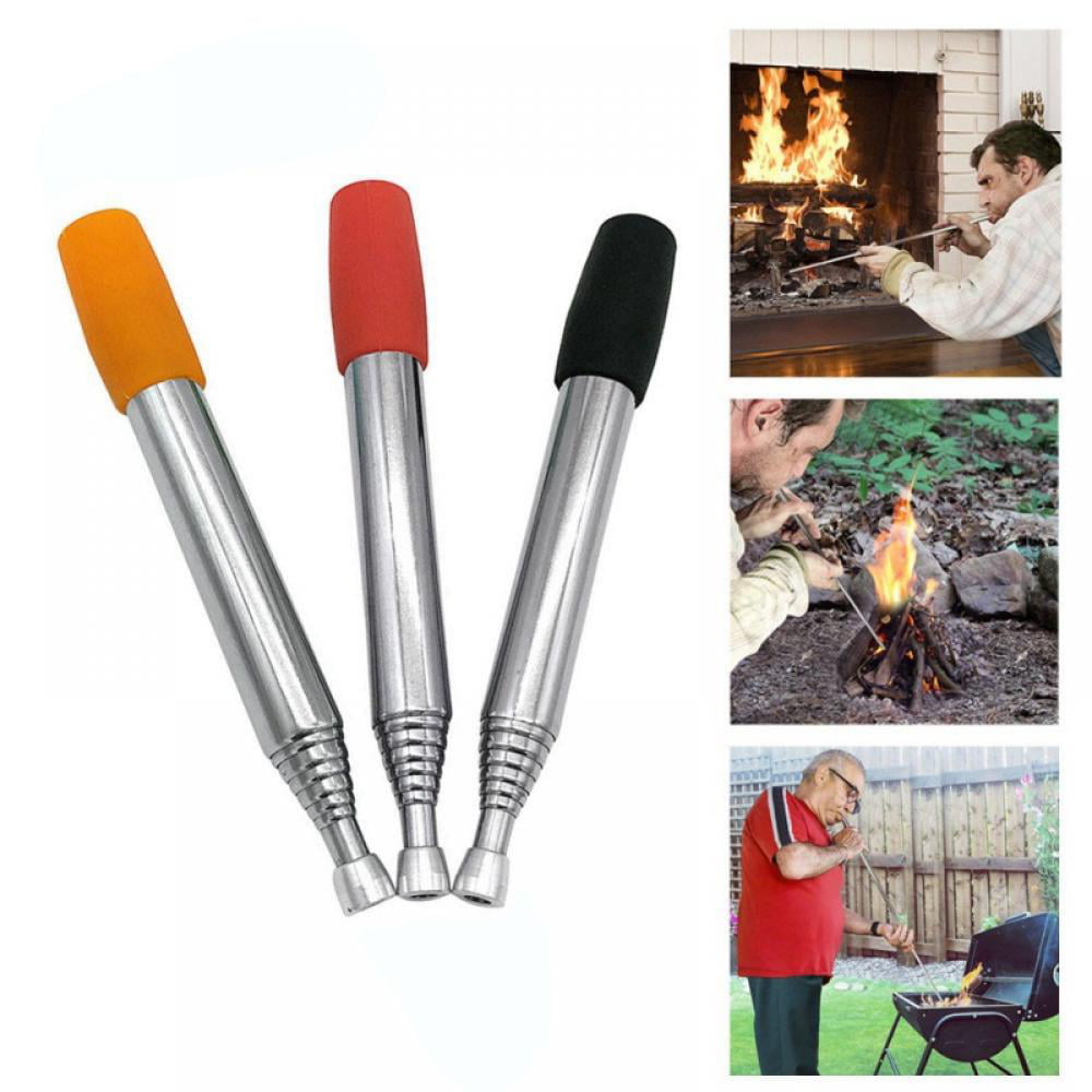 Prettyia Collapsible Blow Fire Tube Stainless Steel Fire Bellows Manual Blowing Tube for Outdoor Camping Backpacking Fishing Picnic BBQ Travel