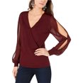 thumbnail image 1 of I-N-C Blouse à Enfiler Illusion Surplice pour Femmes medred 2TG, 1 of 1