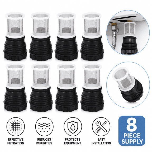 8 Pack H98-510-S Tankless Water Filter Parts for RinnaiBlack
